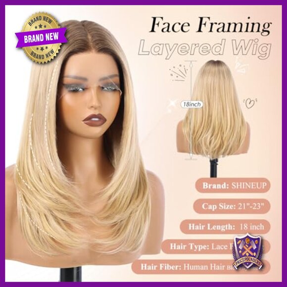 18 Inch Human Hair Blend Lace Front Wig Glueless Everyday Wear main image 4
